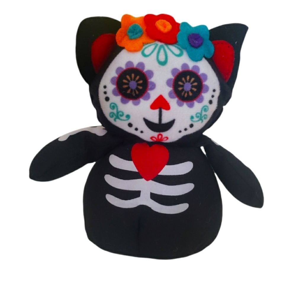 COPY - Sugar skull toy cat plush